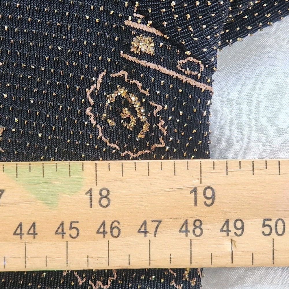 Vintage MSK Cardigan‎ Stretch Size M Black Gold Glitter 90s Dressy Lightweight - Picture 6 of 7